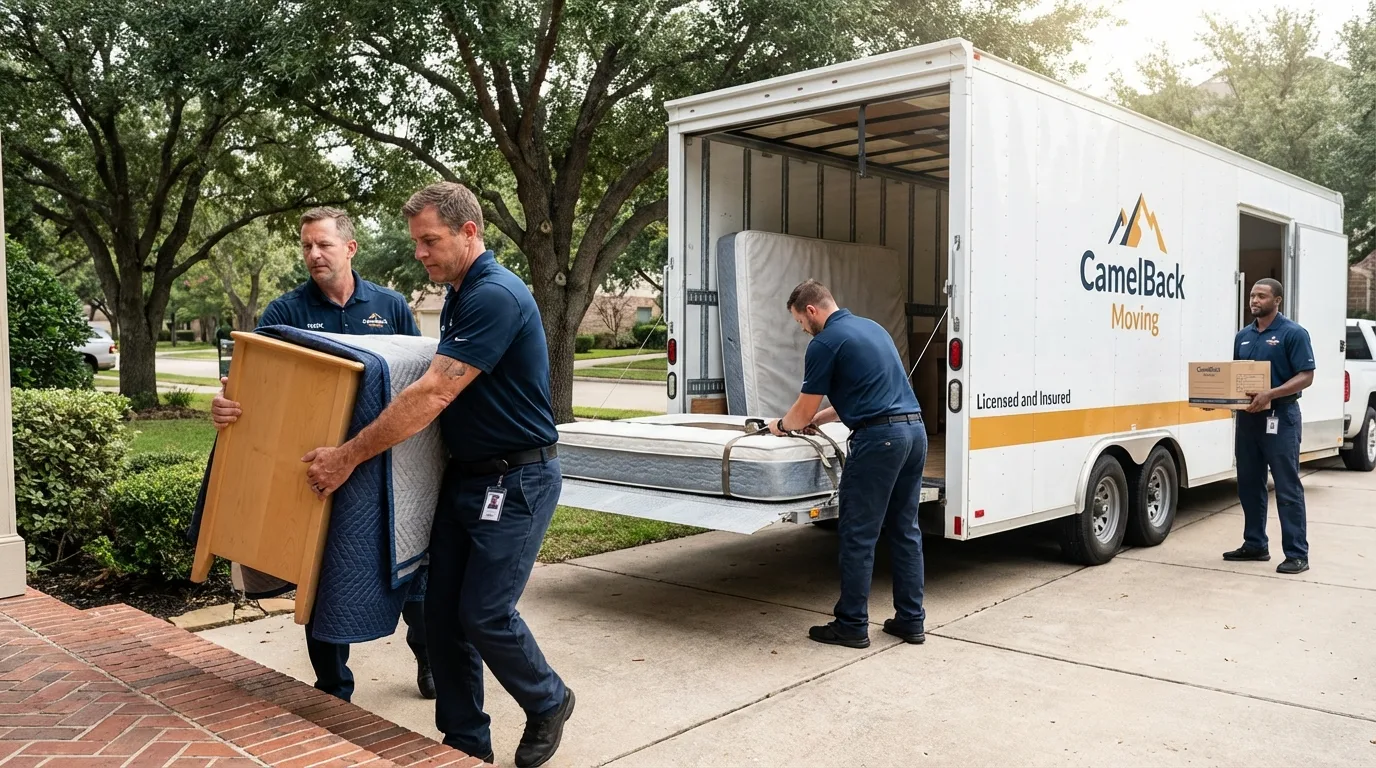 Crew loading residential truck for cross-state move from Buena, NJ