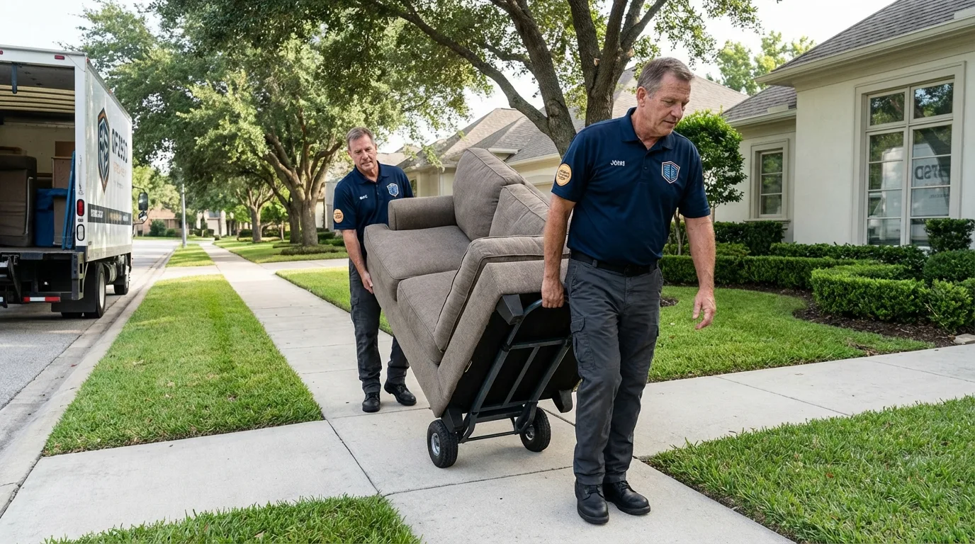 Local residential moving crew loading furniture in Buena, NJ